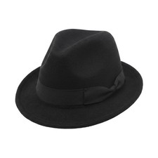 Womens Manhattan Fedora Hat Felt Trilby Fedora Hat Short Brim Fedora HatBlack