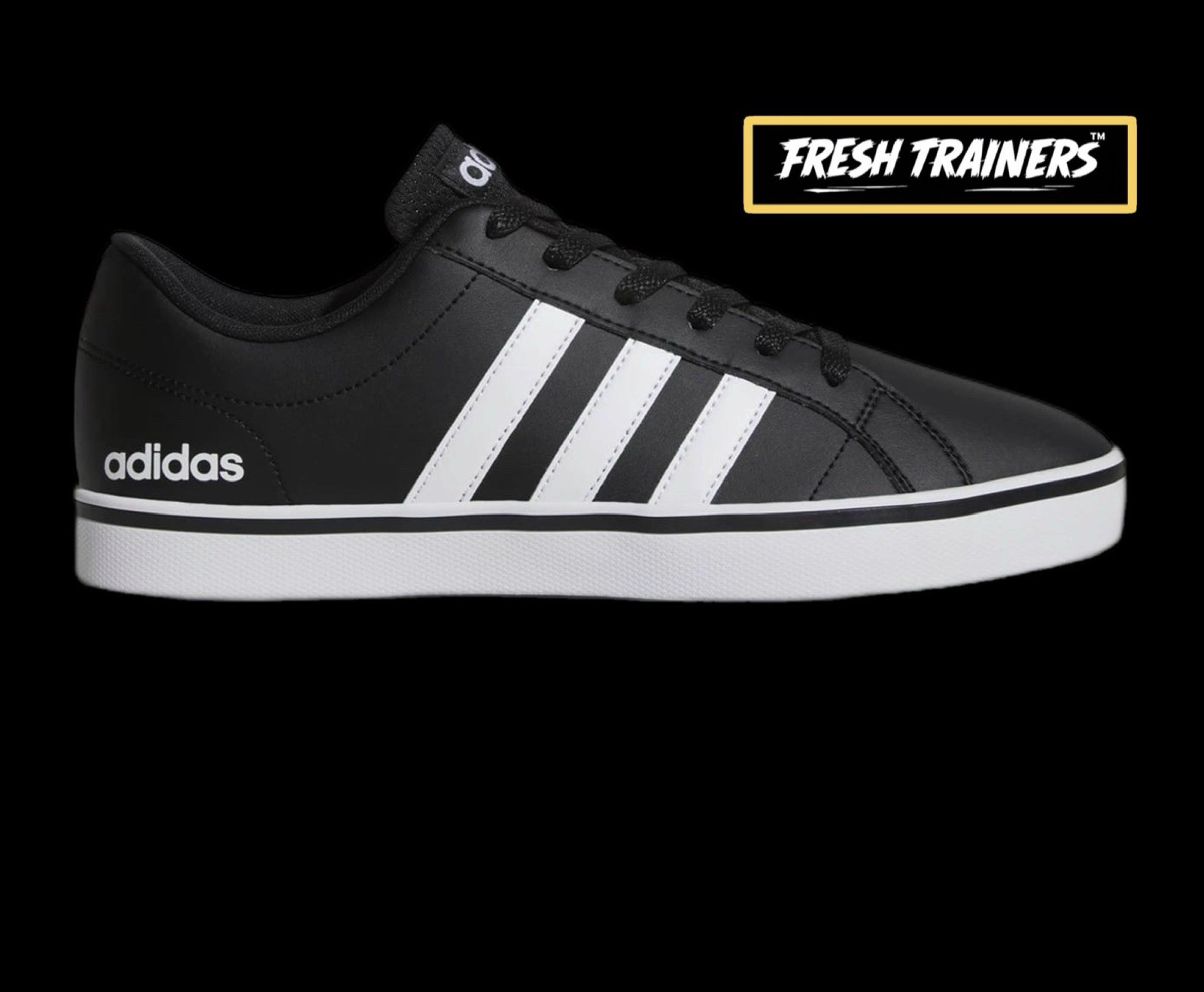 SAOLA Nuovissime scarpe da ginnastica uomo Adidas nere con dettagli bianchi e suola rossa prezzo consigliato £79