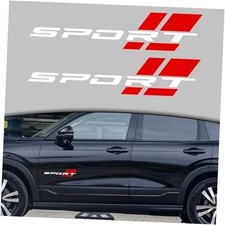 Sport Letter Logo Decal, 2 Pcs Sport Sticker Fit for All Cars White Red