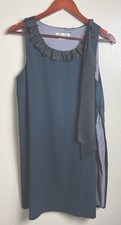 Lili's Closet Women's 12 Blue Green Layered Dress Ruffled Tie Neck Sleeveless