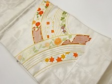 7670428: JAPANESE KIMONO JAPANESE NAGOYA OBI / EMBROIDERY / WAVY STRIPE
