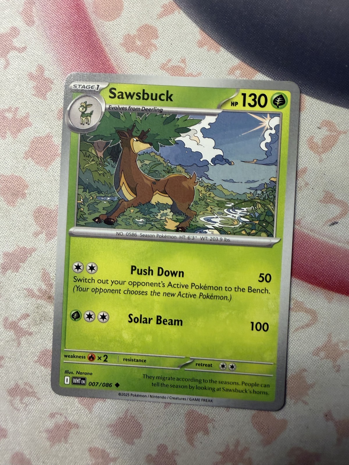 Sawsbuck Uncommon SV: White Flare 007/086 NM English Pokemon Card