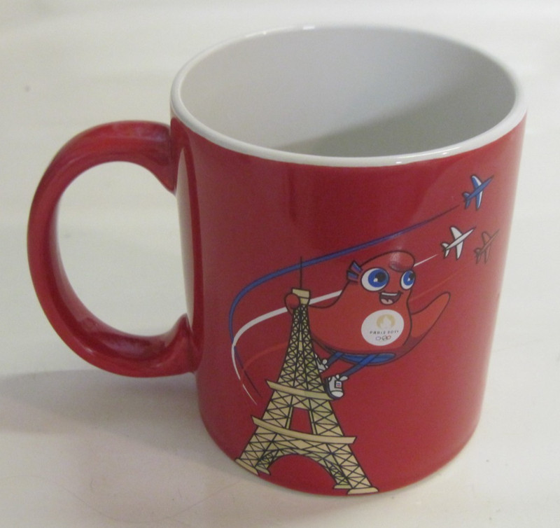Paris Olympics 2024 Phryge Mascot Red Ceramic Mug Eiffel Tower RARE Design