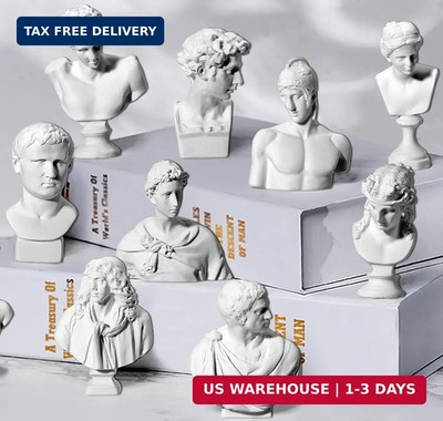 LAGOM HOUSE Greek Bust Statue Set of 10 PCS Mini Roman Bust Sculptures