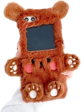 Fluffy Case for Cute Bear Cartoon Case for Girls Women Moto Razr 2025 Brown