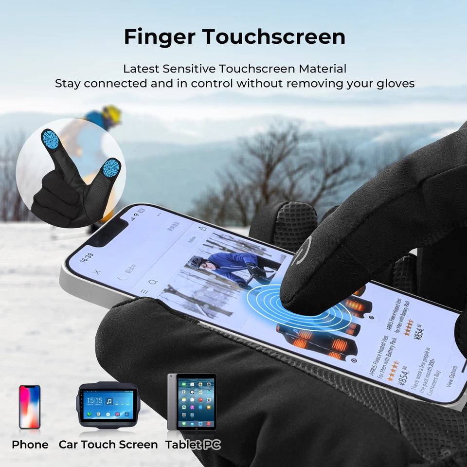 Guantes térmicos ARRIS para hombre y mujer - Guantes de invierno eléctricos recargables Foto 4 de 4