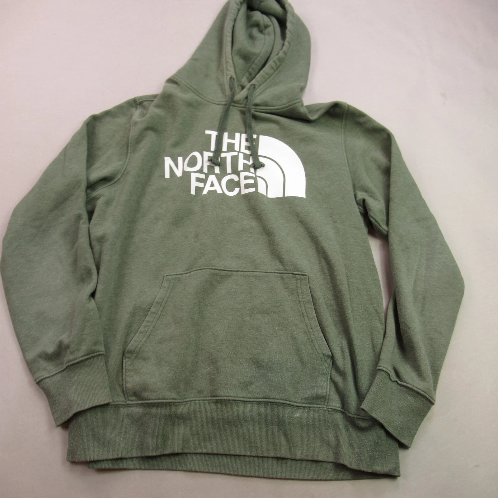 North Face Hoodie Mens Large Long Sleeve Hooded Pullover Green Pockets