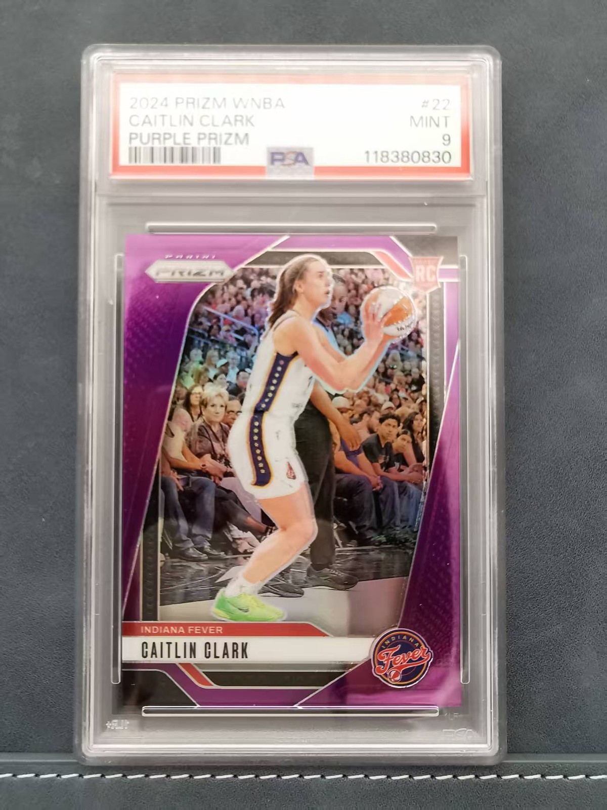 Caitlin Clark 2024 WNBA Panini Prizm Purple Prizm /149 Rookie RC PSA 9 #22