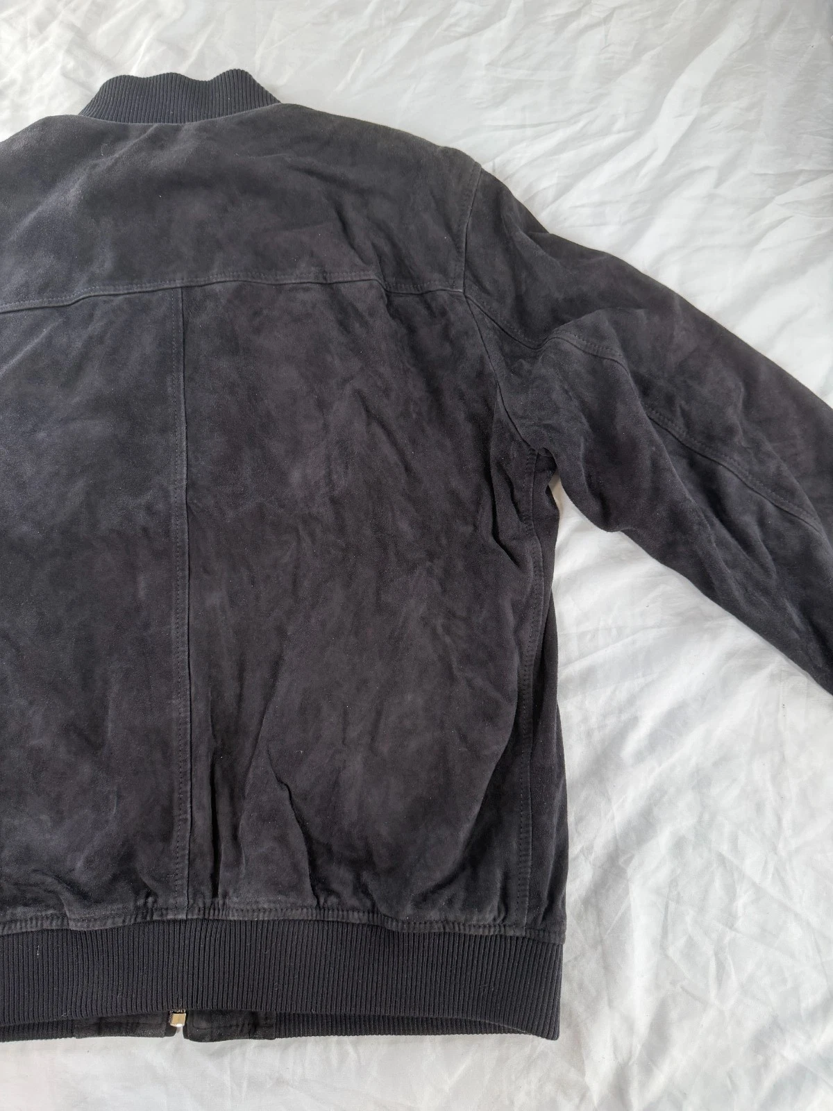 Bally Men's Navy Goat Suede Bomber Jacket IT 50 US 40 Made in Italy AS IS - product detail image 6