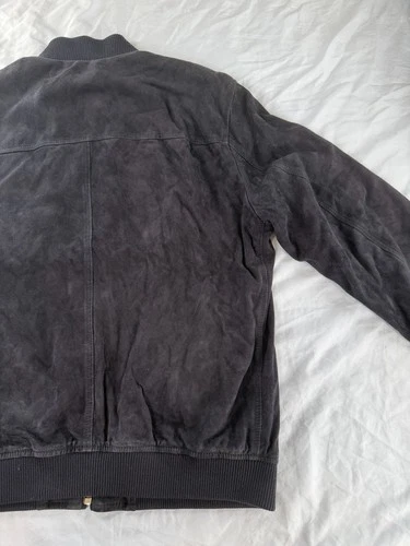 Bally Men's Navy Goat Suede Bomber Jacket IT 50 US 40 Made in Italy AS IS image 6