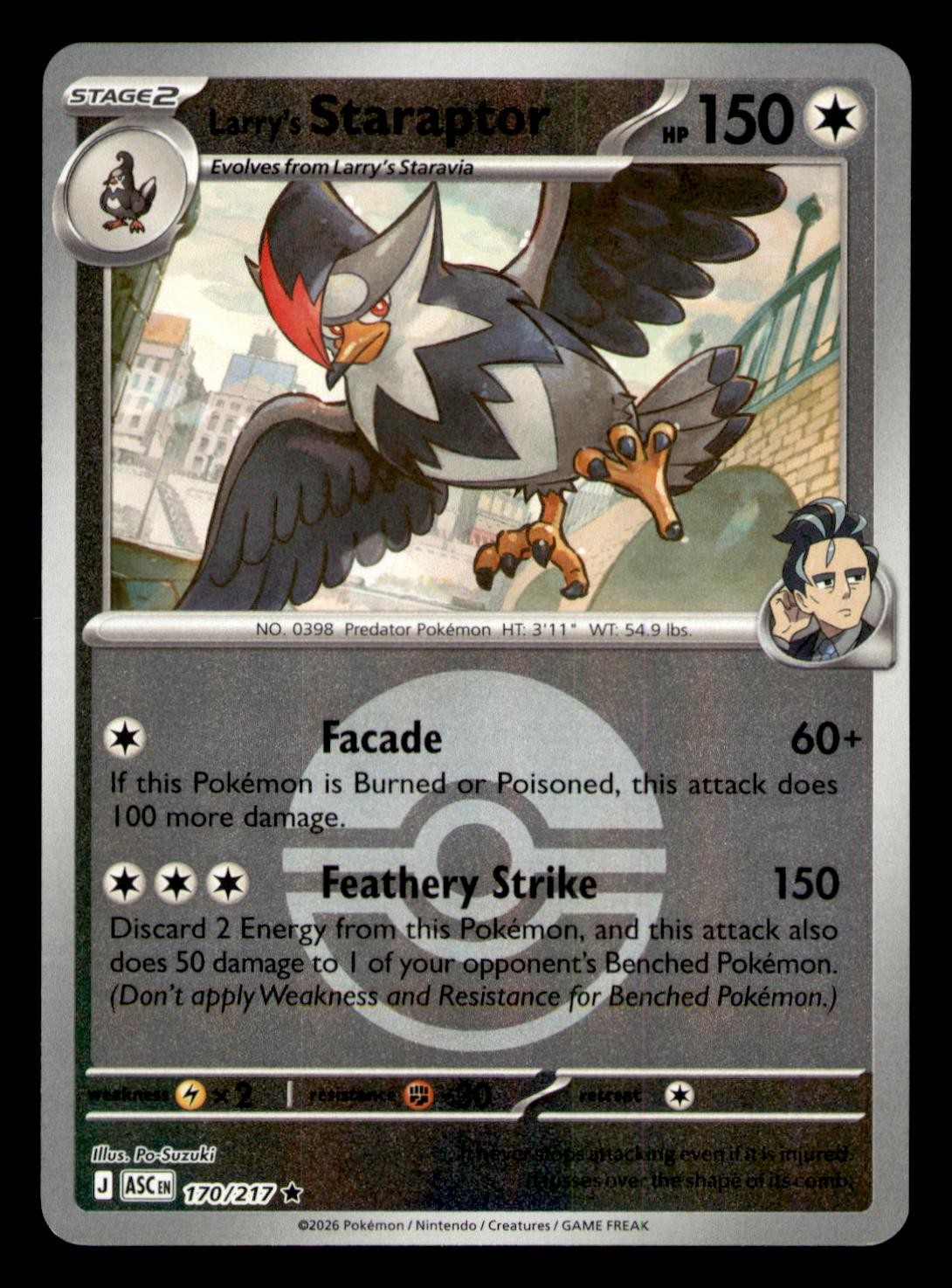 Larry's Staraptor (Poke Ball) 170/217 Ascended Heroes Pokemon Reverse Holo NM