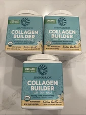 3 Sunwarrior Organic Collagen Builder Tahitian Vanilla 17.4oz Vegan Plant-Based
