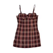 Forever 21 SchoolGirl Dress Red/Brown Plaid Womens Lg Sweetheart Bodice Uniform