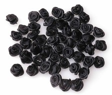 50 pcs Satin Ribbon Roses Mini Flowers Boutique Applique Sewing Embellishment