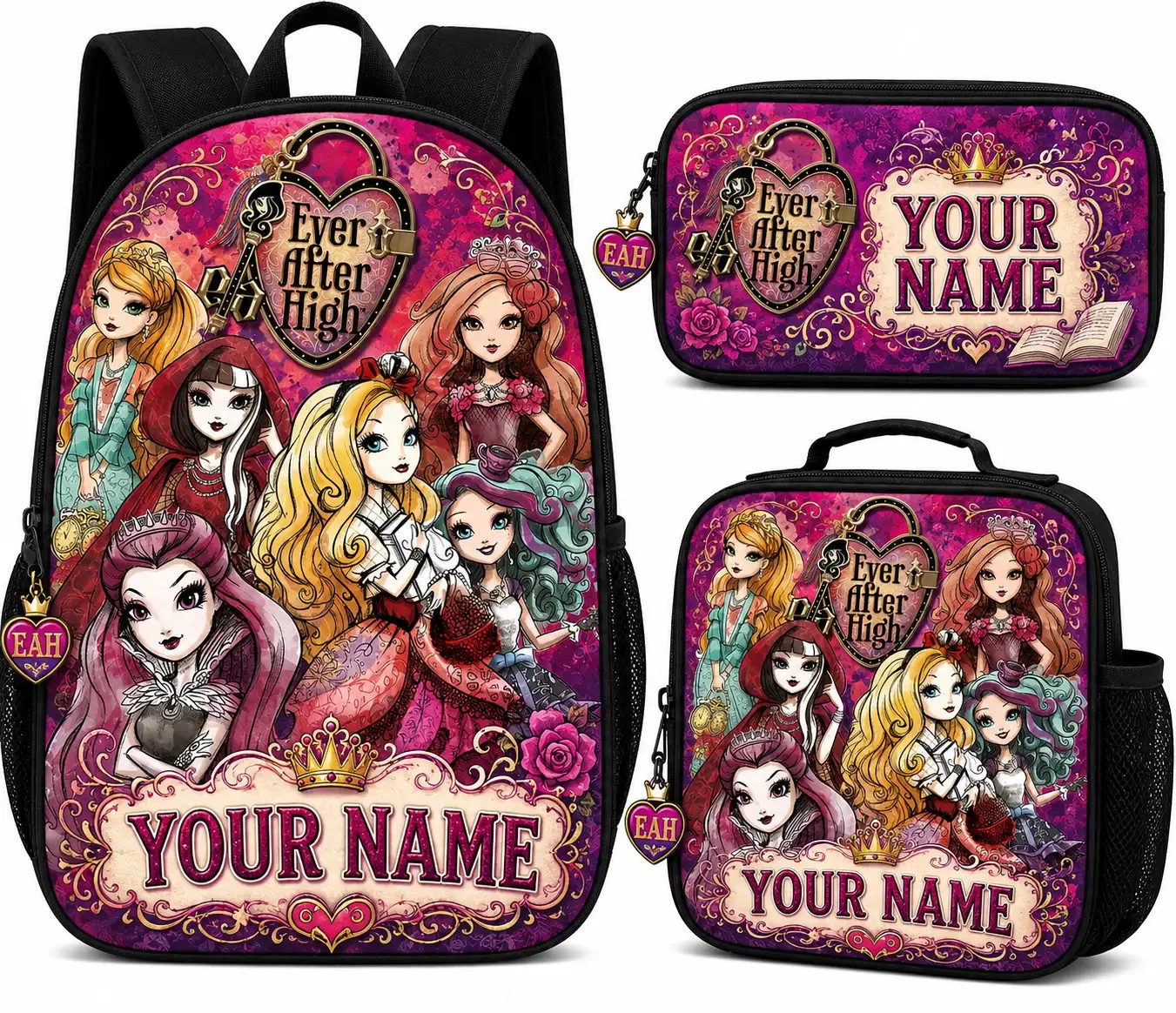 Personalized Storybook Princess School Bag Lunch Box Pencil Pouch Set