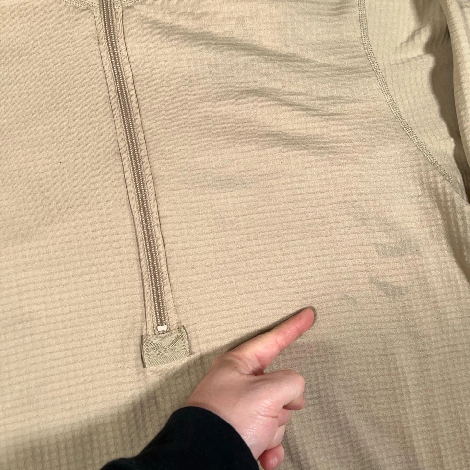 Pullover Polartec Rejilla Térmica Polar Para Hombres Grande Bronceado Cuarto Cremallera Hecho en EE. UU. Senderismo Foto 2 de 4