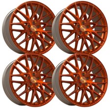 Set-4 Luxxx Lff Pista 20x9 5x112 32mm Brushed Orange Wheels Rims 20 Inch