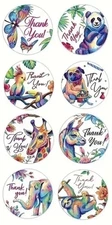 40 PCs Round 1” Thank You Colorful Animal Themed Stickers | Business/ Party