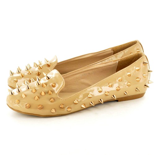 Nuevas zapatillas de pico / tachuela completa para mujeres en zapatillas de bomba mocasines aprovechan en Sz 3-8 - Imagen 21 de 28