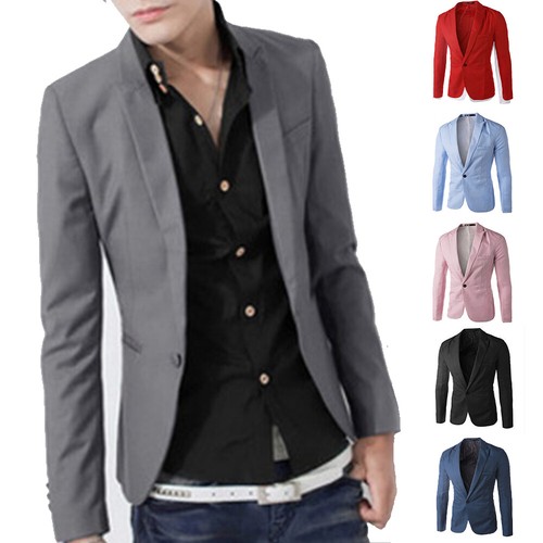 Herren ein Knopf Blazer Slim Formelle Business Anzug Jacke Freizeit Top Mantel,\