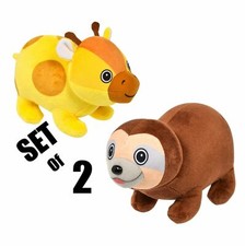 (Juego de 2) Juguete suave de peluche de 8"" adorable jirafa y perezoso burbuja mascota