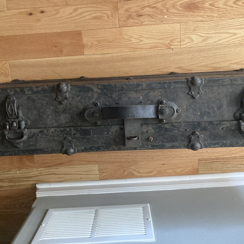 Antique Wood Storage Chest Carpenter's Tool Box Primitive Trunk With Tools - Picture 23 of 24