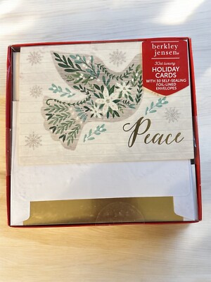 Berkley Jensen Luxury Holiday Christmas Cards 30 count w/Self Sealing Envelopes