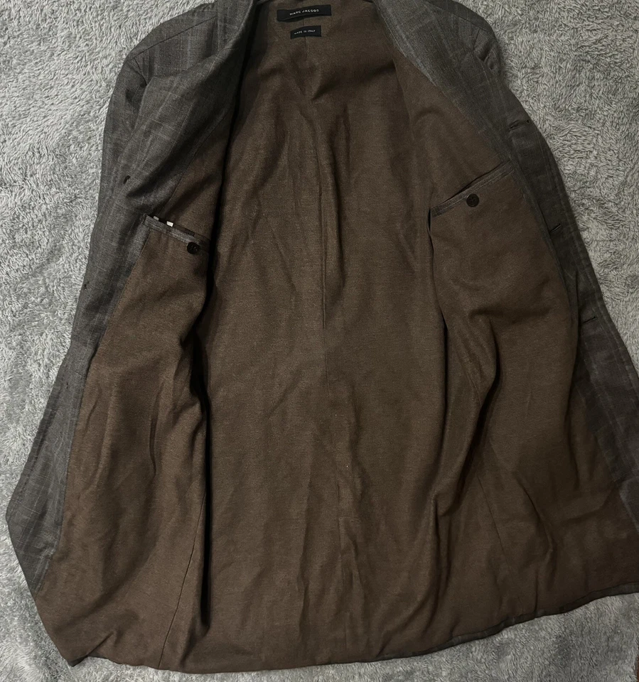 Gabardina/abrigo completo de lana virgen a cuadros Marc Jacobs para hombre Italia talla 46 Foto 3 de 4