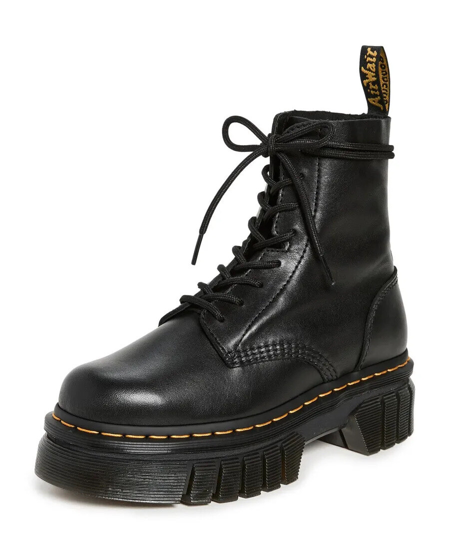 DR. MARTENS Women's Audrick 8-Eye Platform Leather Boots Black