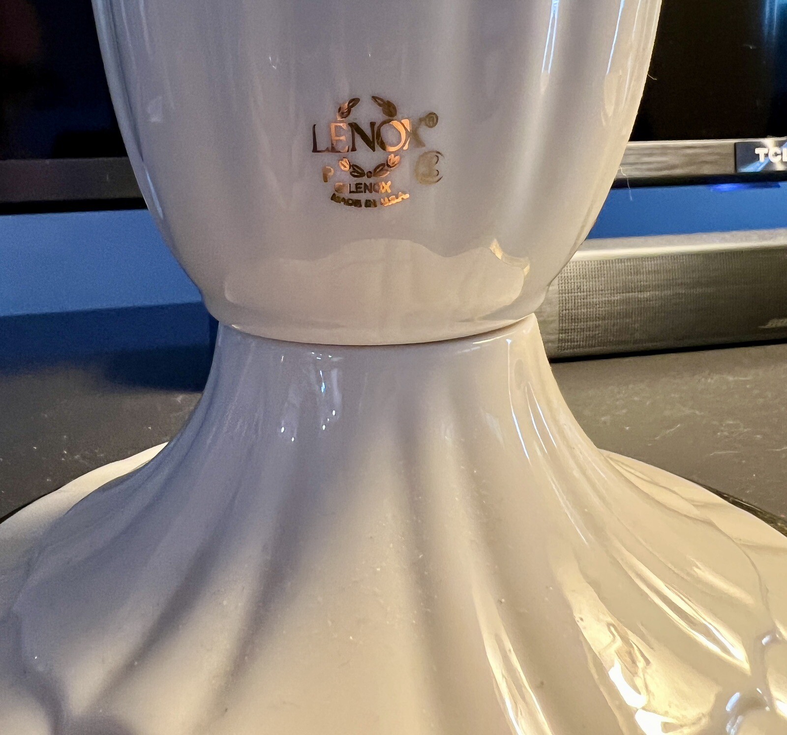 Pair of Lenox Lamps Original Finials 28"H Bone China Urn Body Brass