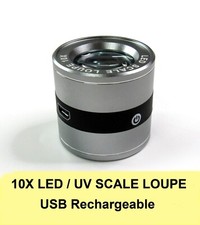 10x White/UV LED Lighted USB Rechargeable Loupe Magnifier Microscope Lupe Viewer