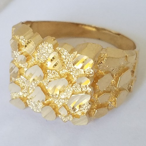 Handmade 14k Yellow Gold Nugget Ring – Men's Cocktail Ring (Size 9-12, Made In Italy)