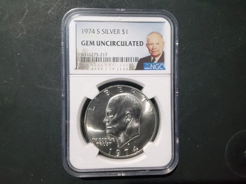 1974 S Silver $1 Eisenhower Dollar NGC  GEM Uncirculated