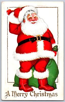 K18/ Santa Claus Merry Christmas Postcard Jolly 166