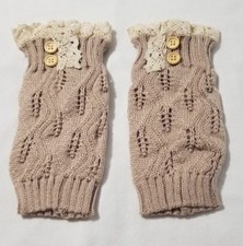 New Women's Khaki Brown Woven Crochet Knitted Sweater Boot Cuff Leg Warmers