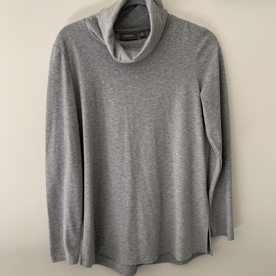 Susan Women's  Jumper Size XS Grey Turtleneck  Long Sleeve Stretch Relaxed Fit