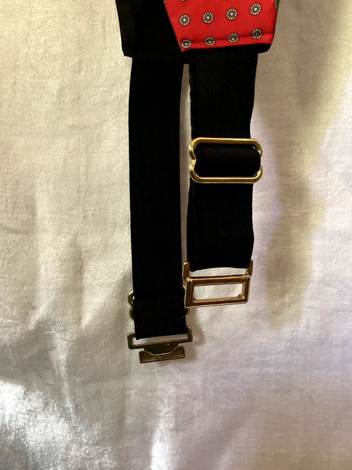 Faja roja vintage con pajarita estampada ajustable boda perfecta Foto 3 de 4