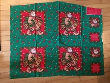 Vintage Woodland Fabric Santa Panel Cheryl Ann Johnson