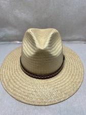 NEW Stetson MEN'S Straw YARROW Outdoorsman Hat LEATHER BAND NATURAL SMALL