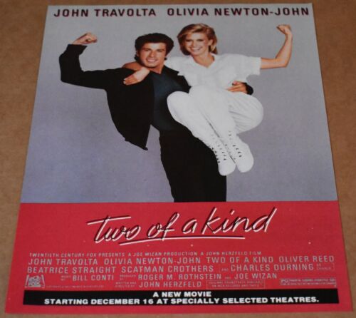1984 Print Ad Two of a Kind Movie Olivia Newton John Travolita Theatre Art lady - Picture 1 of 1