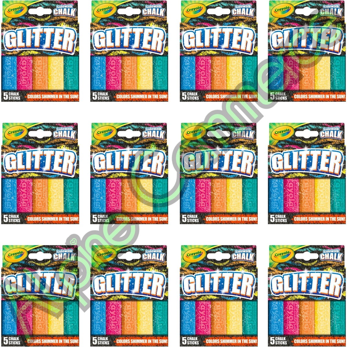 12-Boxes* Crayola Glitter Washable Sidewalk Chalks Shimmering