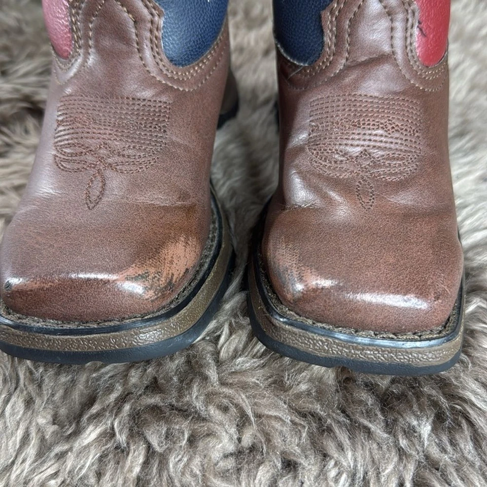 (E) Botas de Vaquero Durango br Niños Bandera de Estados Unidos br Talla 12.5 M Puntera Cuadrada Foto 4 de 4