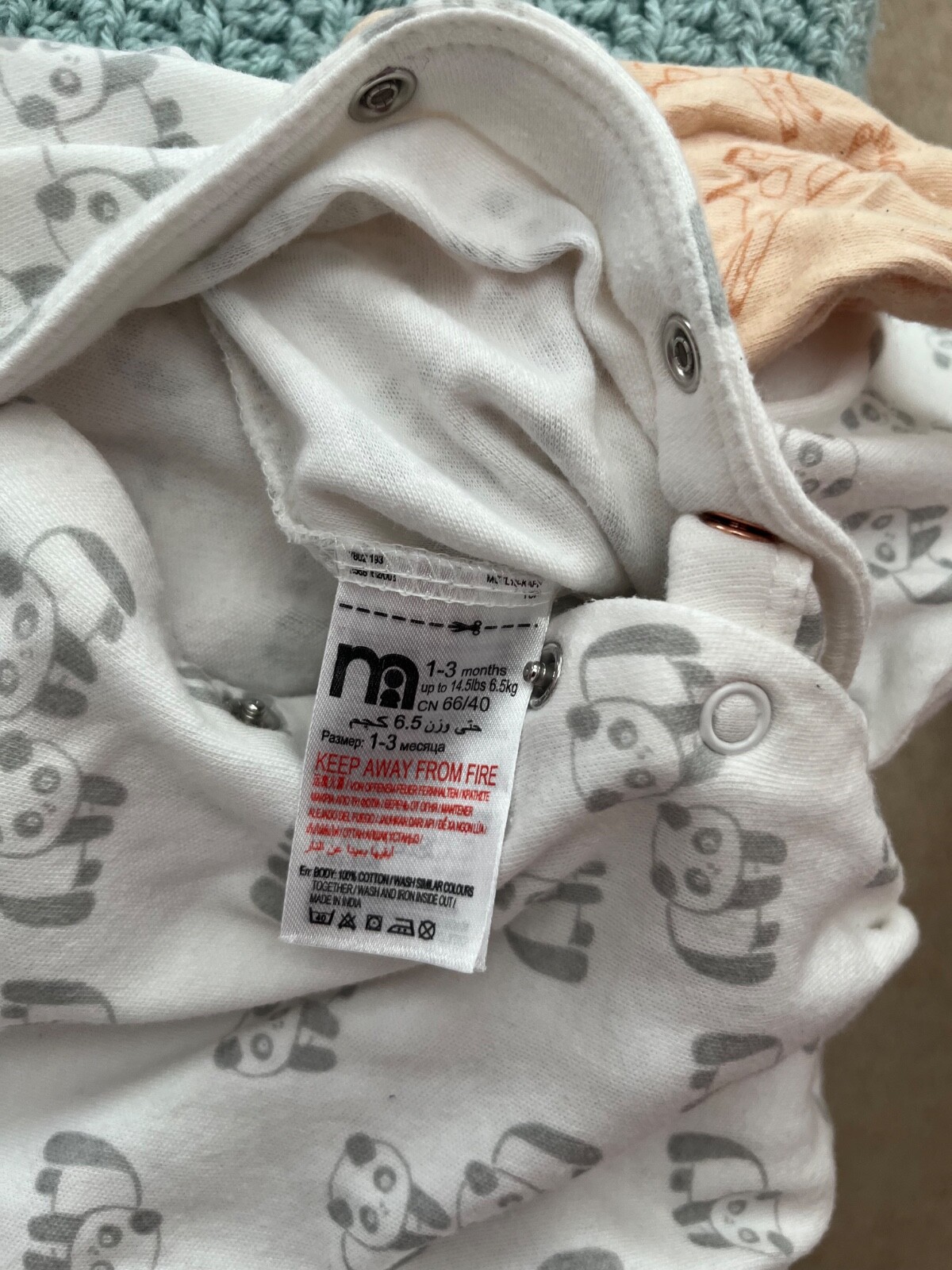 Mothercare 3 Sleepsuits , 4 matching Bodysuits Vests Bundle 1-3 months 14.5lbs