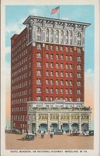 Postcard Hotel Windsor On Ntl Highway Wheeling W VA 