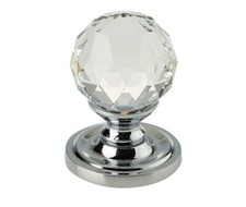 Pair of Faceted Mortice Door Knob Made With Swarovski Crystal