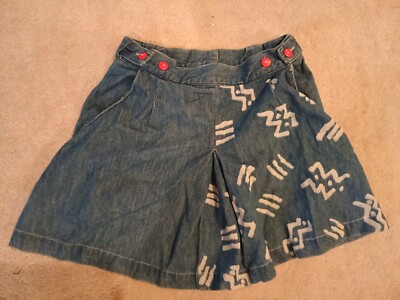 Natty Calif. Vintage Late 80's-90's Junior Denim Mini Skirt With Pleat In Front
