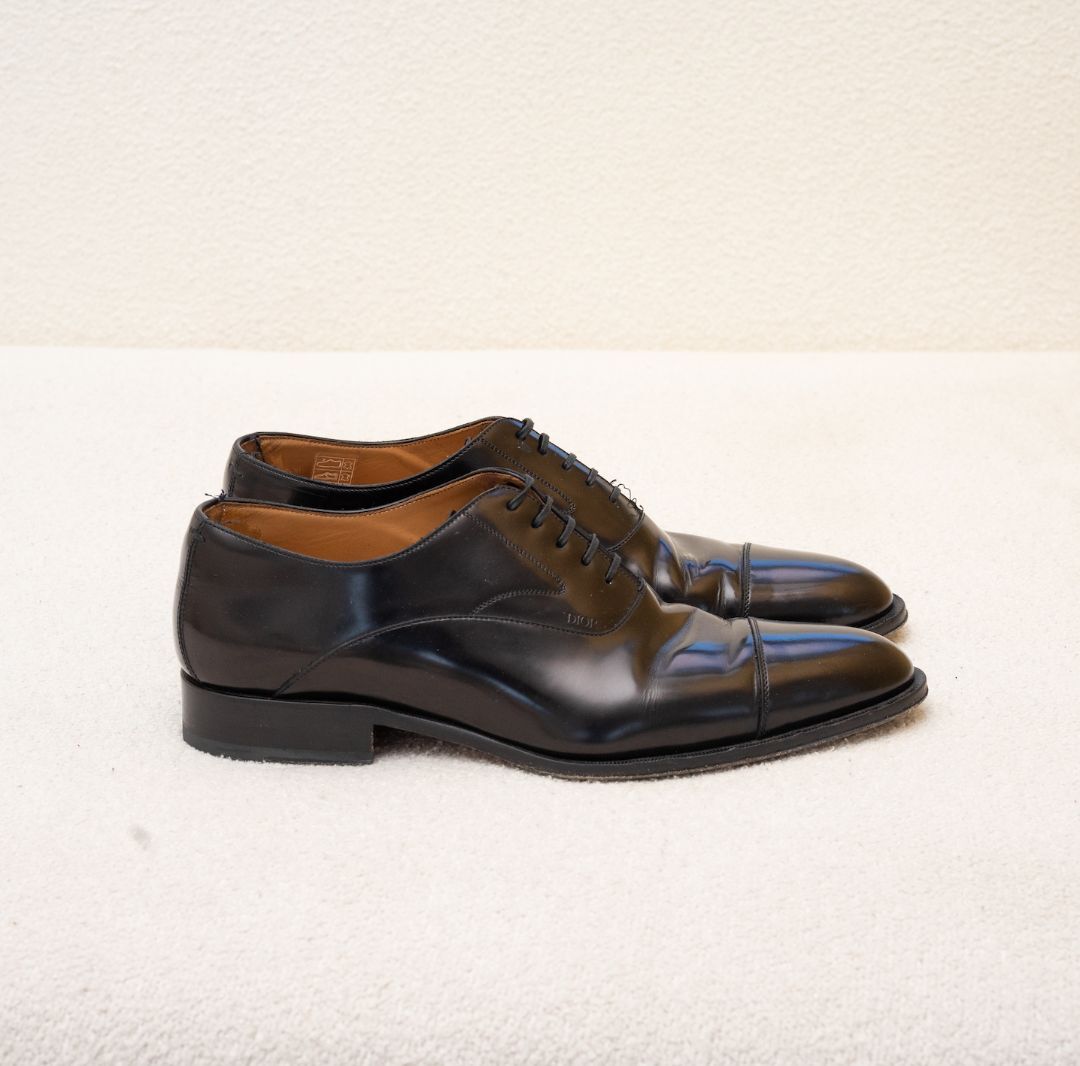 Dior Black Leather Timeless Oxfords, Size