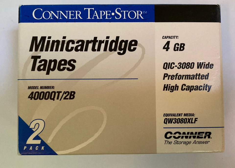 NEW SEALED 2pk Conner 4000QT 4GB Data Tape MiniCartridge QIC-3080 Wide QW3080XLF - Image 2 of 4