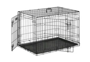 Crate de chien en fil métallique pliable avec bac, porte double avec diviseur, 24x18x20 En.