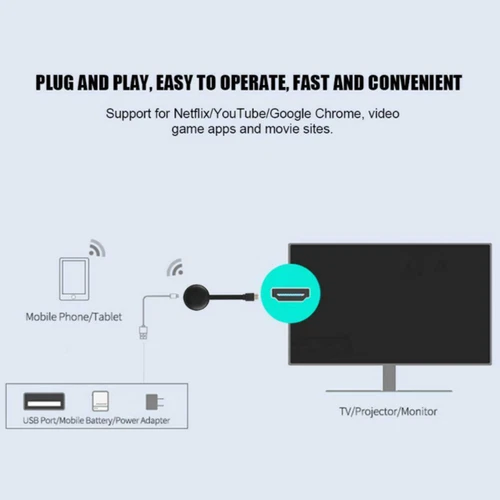 For Chromecast Google Wireless 4K HDMI 2.4GHz 5GHz Display Media Streaming Video - Picture 10 of 12
